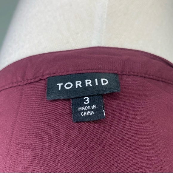 TORRID BURGUNDY PURPLE ZIP CHALLIS SHIRT DRESS 3X - Picture 16 of 16